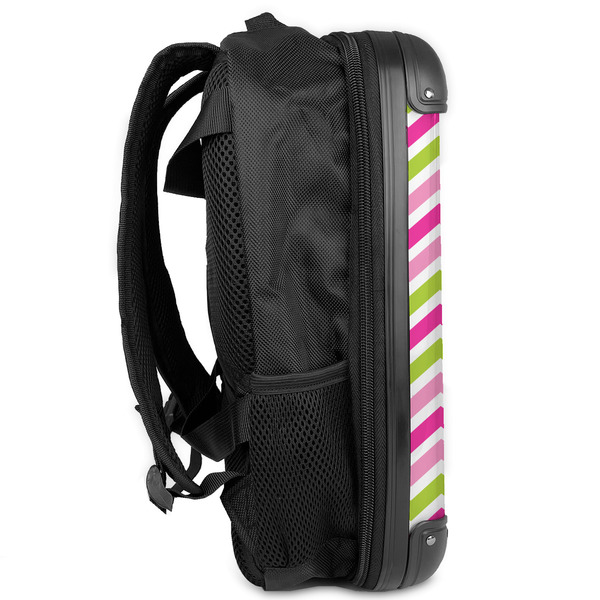 Pink & Green Chevron 13" Hard Shell Backpacks - Side View