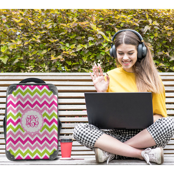 Pink & Green Chevron 15" Backpack - LIFESTYLE