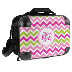 Pink & Green Chevron Hard Shell Briefcase (Personalized)