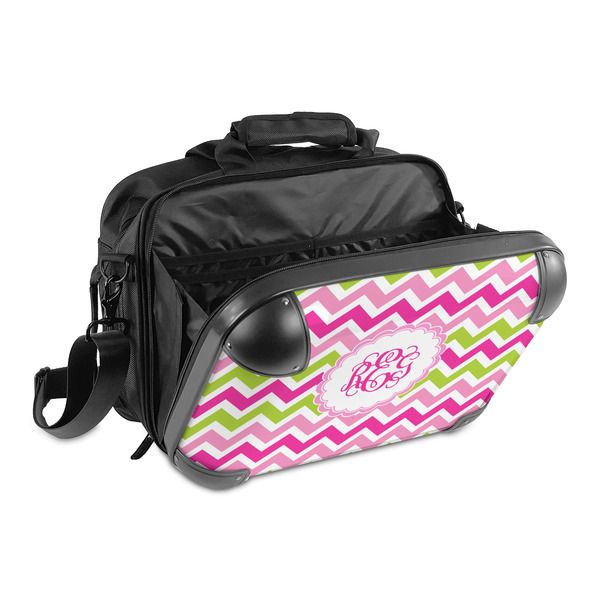 Pink & Green Chevron 15" Hard Shell Briefcase - Open