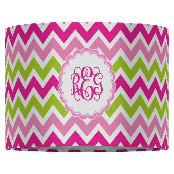 Pink & Green Chevron 16" Drum Lampshade - FRONT (Fabric)