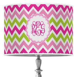 Pink & Green Chevron 16" Drum Lamp Shade - Poly-film (Personalized)