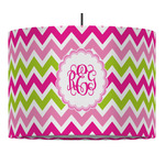 Pink & Green Chevron 16" Drum Pendant Lamp - Fabric (Personalized)
