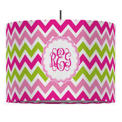 Pink & Green Chevron Drum Pendant Lamp (Personalized)