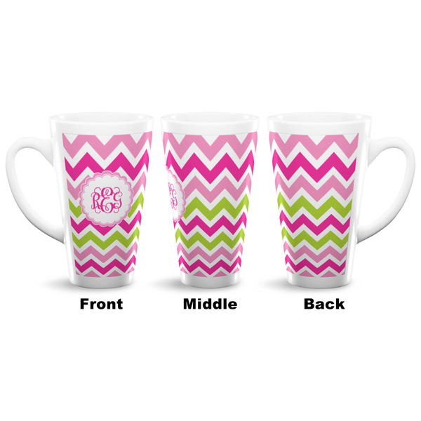 Pink & Green Chevron 16 Oz Latte Mug - Approval