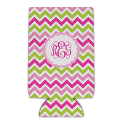Pink & Green Chevron Can Cooler (16 oz) (Personalized)