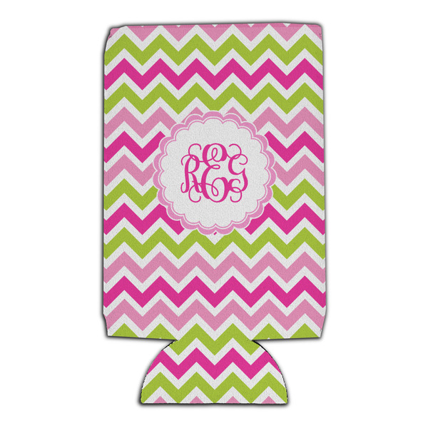 Pink & Green Chevron 16oz Can Sleeve - Set of 4 - FRONT