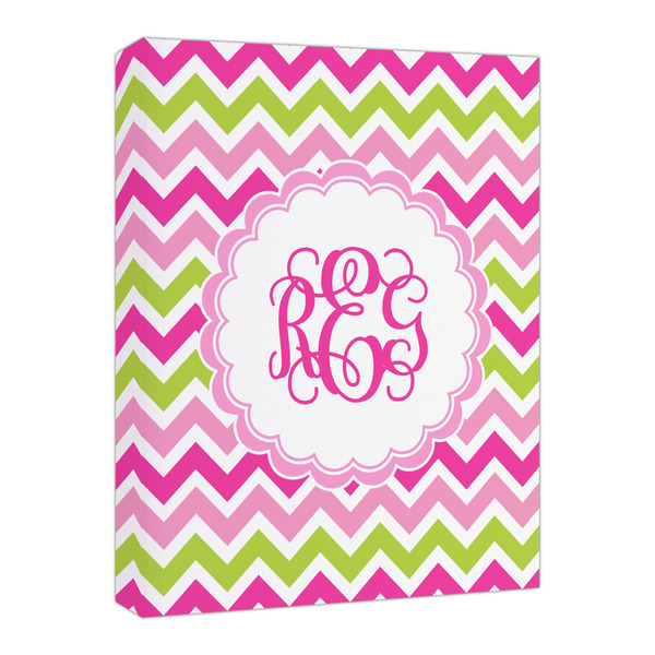 Custom Pink & Green Chevron Canvas Print - 16x20 (Personalized)