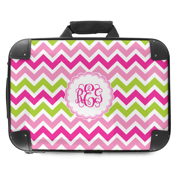 Custom Pink & Green Chevron Hard Shell Briefcase - 18" (Personalized)