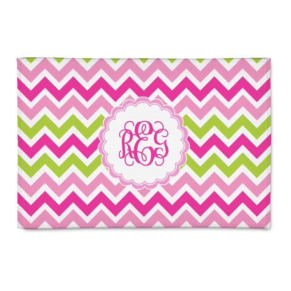 Custom Pink & Green Chevron 2' x 3' Indoor Area Rug (Personalized)