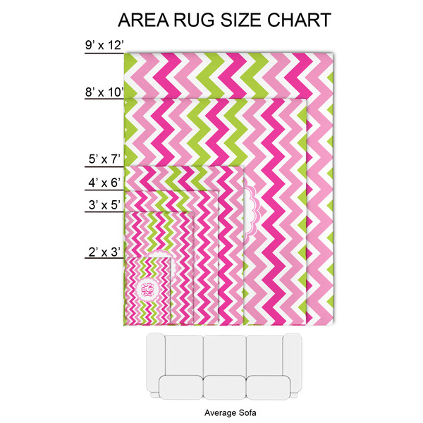 Pink & Green Chevron 2'x3' Indoor Area Rugs - Size Chart