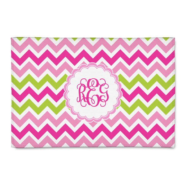 Custom Pink & Green Chevron Patio Rug (Personalized)