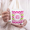 Pink & Green Chevron 20oz Coffee Mug - LIFESTYLE