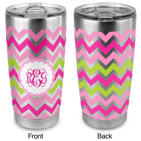 Pink & Green Chevron 20oz SS Tumbler - Full Print - Approval