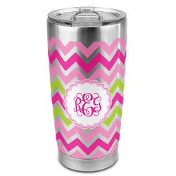 Pink & Green Chevron 20oz Stainless Steel Double Wall Tumbler - Full Print (Personalized)