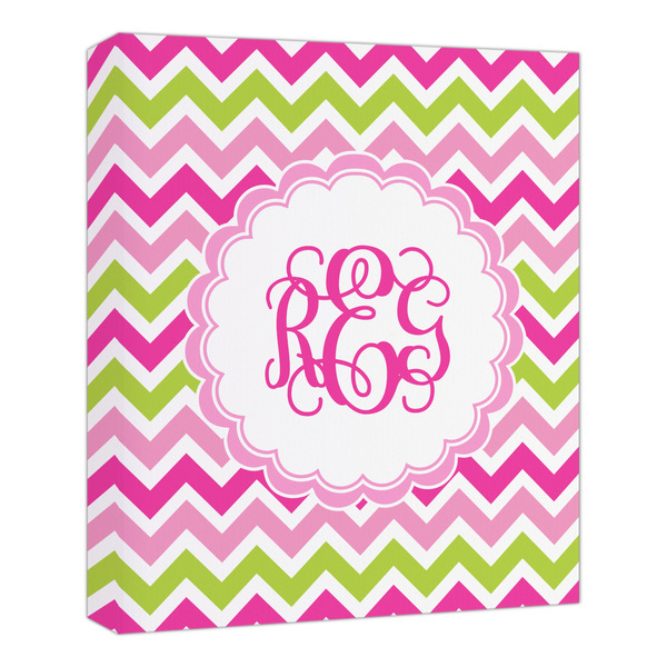 Custom Pink & Green Chevron Canvas Print - 20x24 (Personalized)