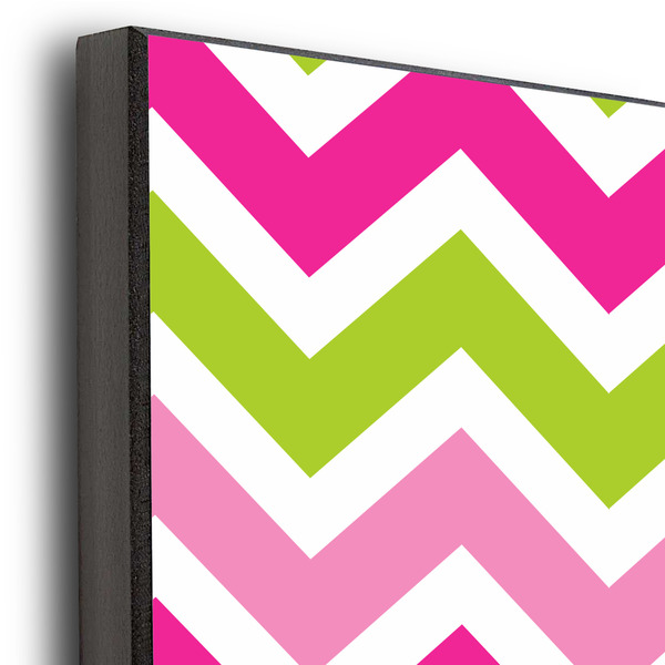 Pink & Green Chevron 20x24 Wood Print - Closeup