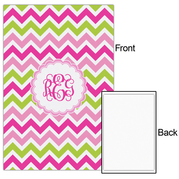 Pink & Green Chevron 24x36 - Matte Poster - Front & Back