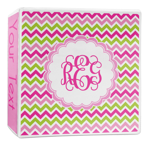 Custom Pink & Green Chevron 3-Ring Binder - 2 inch (Personalized)