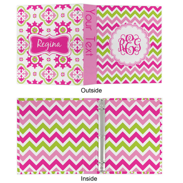 Pink & Green Chevron 3 Ring Binders - Full Wrap - 1" - APPROVAL