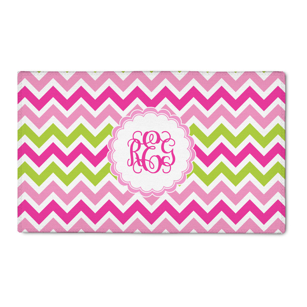 Custom Pink & Green Chevron 3' x 5' Patio Rug (Personalized)