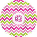 Pink & Green Chevron Multipurpose Round Labels - 5" (Personalized)