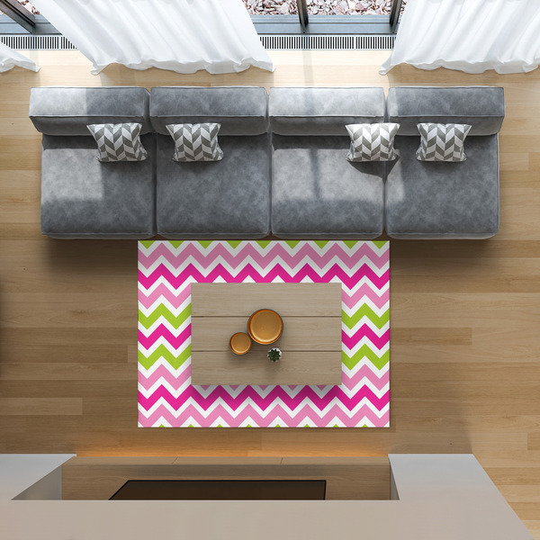 Pink & Green Chevron 5'x7' Indoor Area Rugs - IN CONTEXT