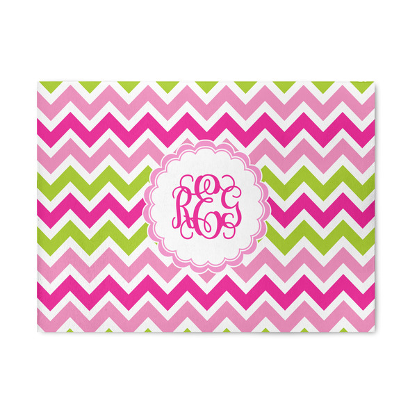 Custom Pink & Green Chevron Area Rug (Personalized)