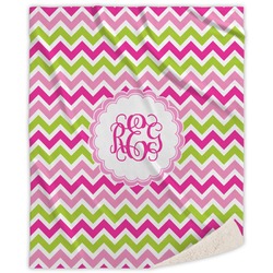 Pink & Green Chevron Sherpa Throw Blanket (Personalized)