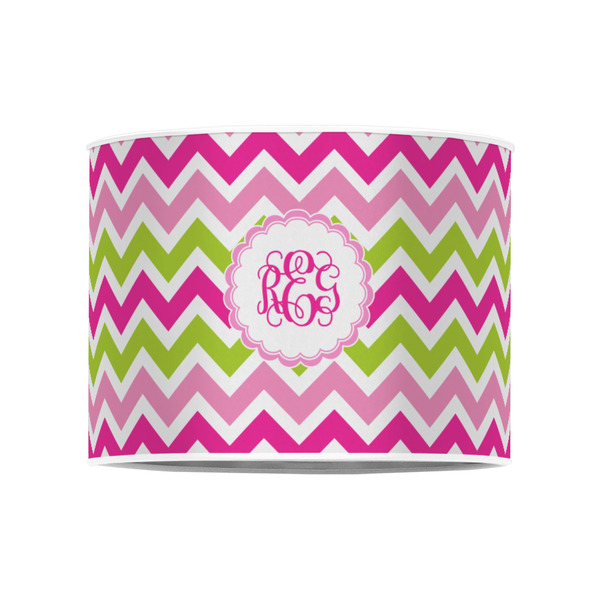 Pink & Green Chevron 8" Drum Lampshade - FRONT (Poly Film)