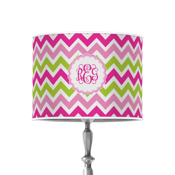 Pink & Green Chevron 8" Drum Lampshade - ON STAND (Poly Film)