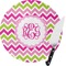Pink & Green Chevron Round Glass Cutting Board - Small (Personalized)