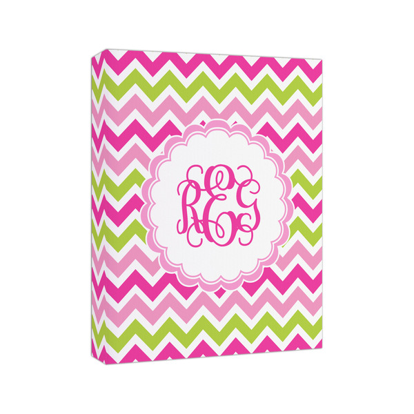 Pink & Green Chevron 8x10 - Canvas Print - Angled View