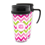 Pink & Green Chevron Acrylic Travel Mug (Personalized)