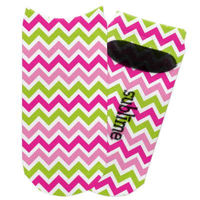 Pink & Green Chevron Adult Ankle Socks (Personalized)