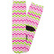 Pink & Green Chevron Adult Crew Socks - Single Pair - Front and Back