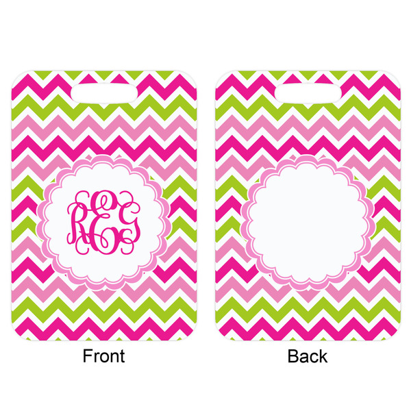 Pink & Green Chevron Aluminum Luggage Tag (Front + Back)