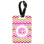 Pink & Green Chevron Metal Luggage Tag w/ Monogram
