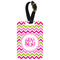 Pink & Green Chevron Metal Luggage Tag w/ Monogram