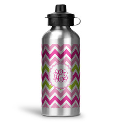 Pink & Green Chevron Water Bottle - Aluminum - 20 oz (Personalized)