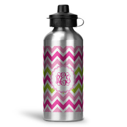 Pink & Green Chevron Water Bottles - 20 oz - Aluminum (Personalized)