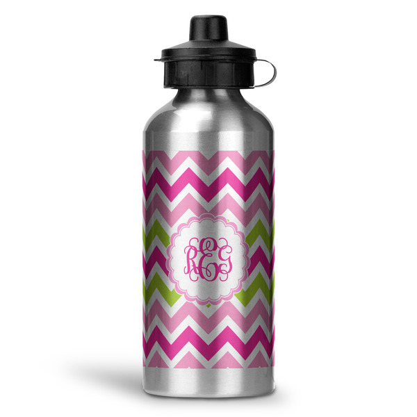 Custom Pink & Green Chevron Water Bottles - 20 oz - Aluminum (Personalized)