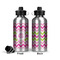 Pink & Green Chevron Aluminum Water Bottle - Front and Back