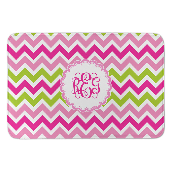 Custom Pink & Green Chevron Anti-Fatigue Kitchen Mat (Personalized)