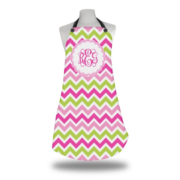 Pink & Green Chevron Apron on Mannequin