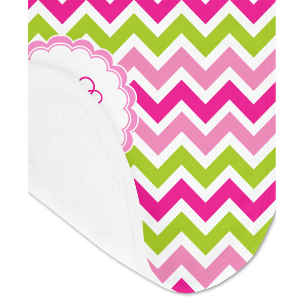 Pink & Green Chevron Baby Bib - AFT detail
