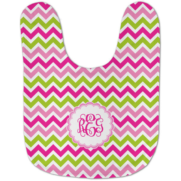 Pink & Green Chevron Baby Bib - AFT flat