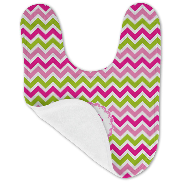 Pink & Green Chevron Baby Bib - AFT folded