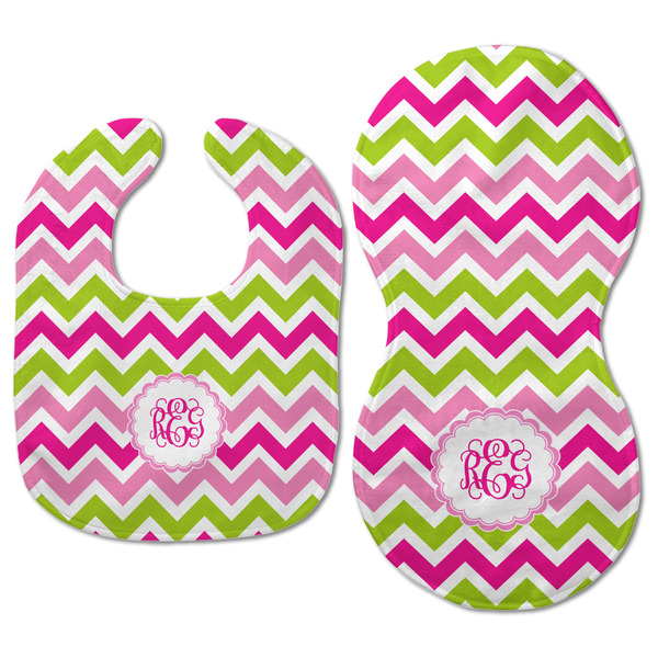 Pink & Green Chevron Baby Bib & Burp Set - Approval (new bib & burp)
