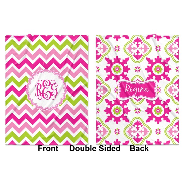 Pink & Green Chevron Baby Blanket (Double Sided - Printed Front and Back)